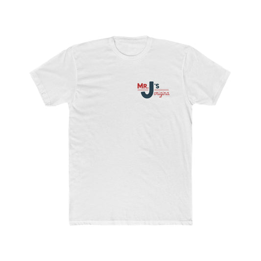 Mr. J's Original Tee: Classic Red & Blue Logo