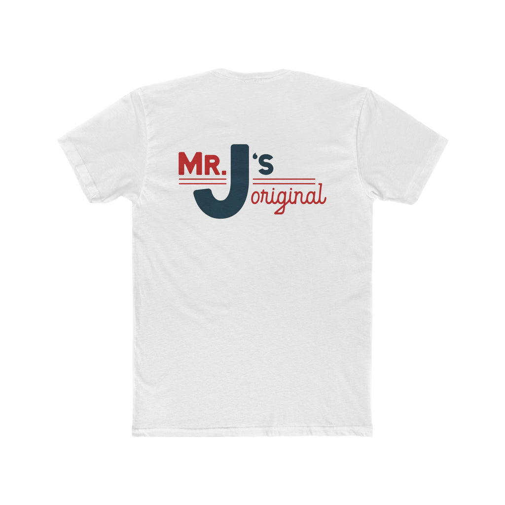 Mr. J's Original Tee: Classic Red & Blue Logo
